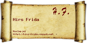Hirs Frida névjegykártya